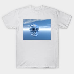 Blue Real Human Skull in 3D T-Shirt